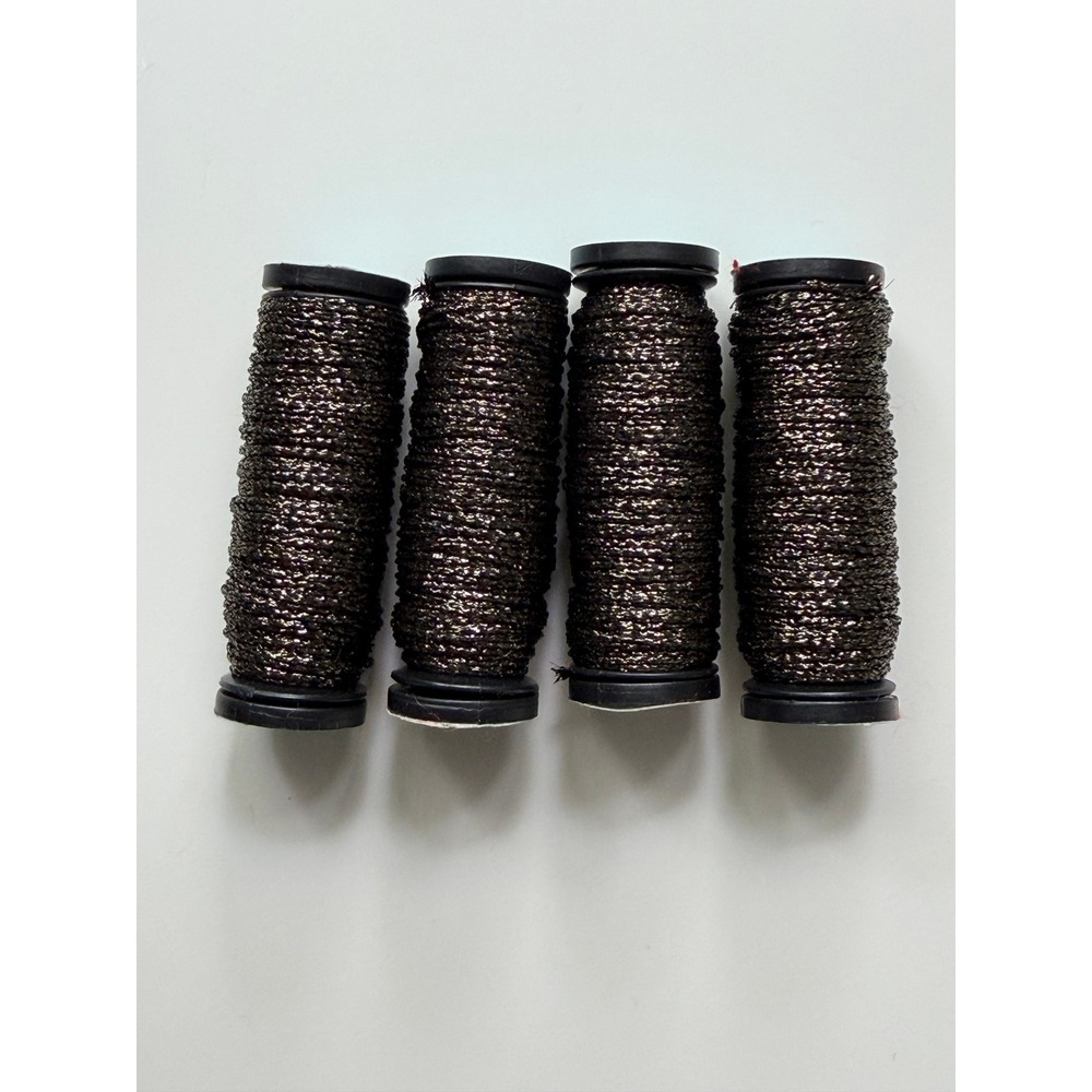 Kreinik Tapestry #12 Braids 010HL 10M Black Silver Metallic Thread Lot of 4